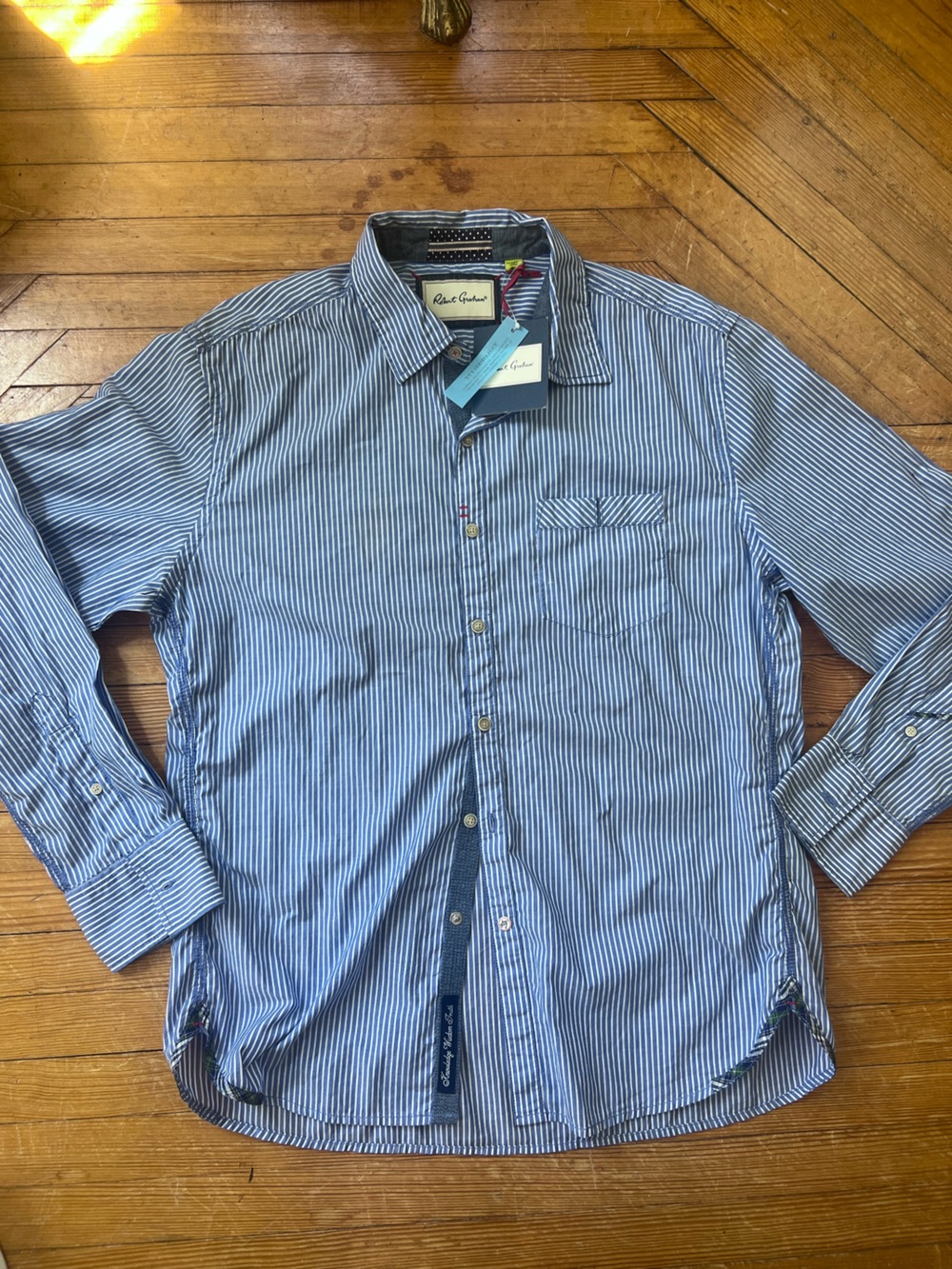 Robert Graham men’s NWT Voyager blue striped long sleeve shirt XL